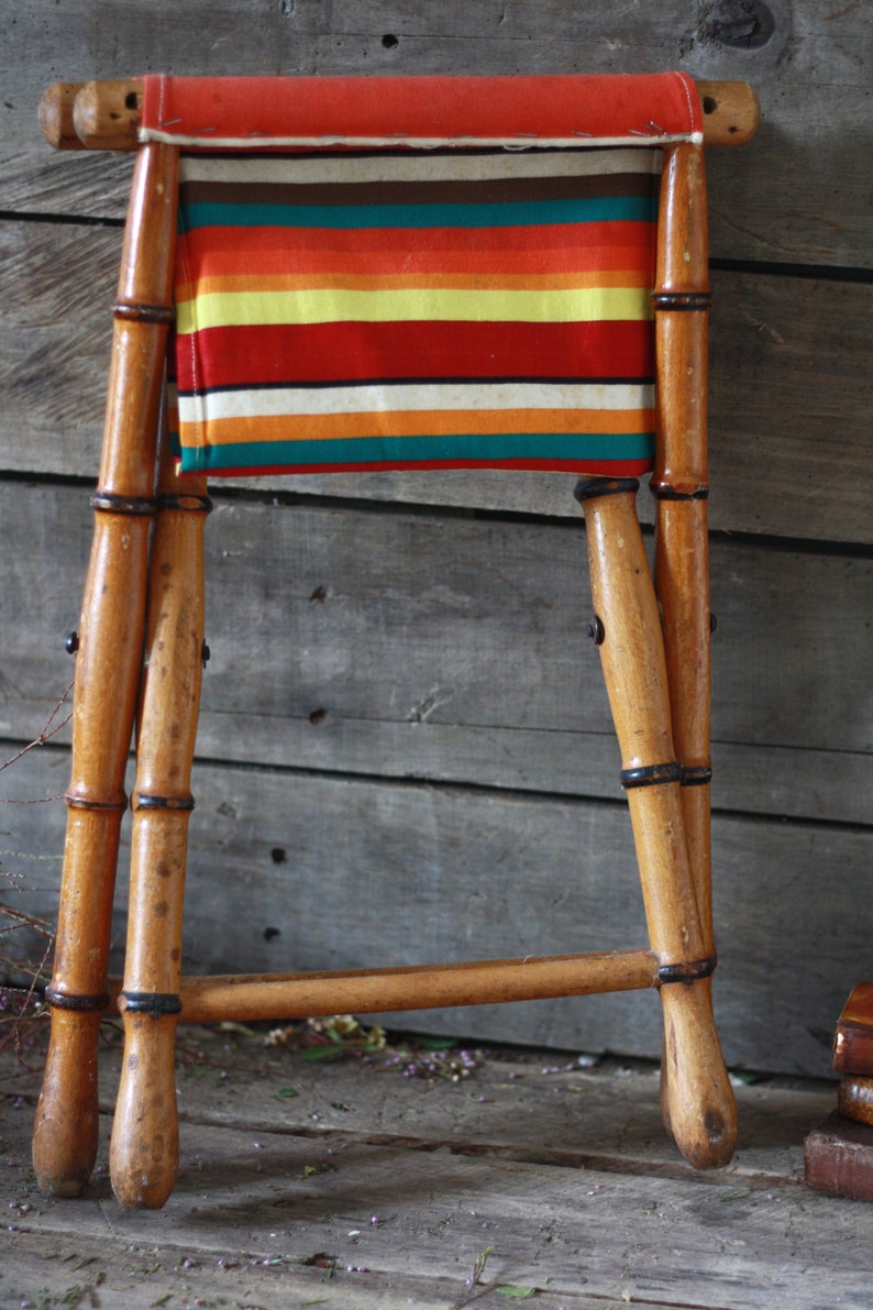 French fishing stool French seat folding Picnic seat French folding stool Folding fishing Footstool Antique folding seat fisherman