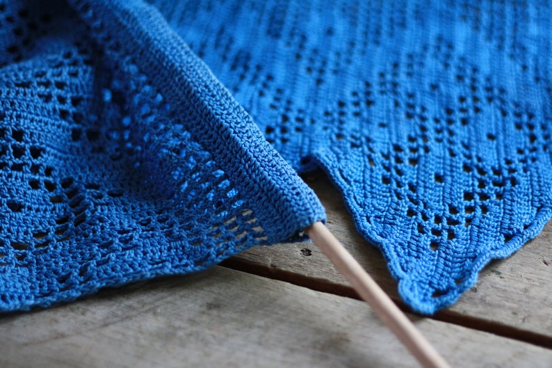 French antique blue crocheted curtain Antique lace Antique work crochet Victorian haberdashery Crocheted lace. Haberdashery accessory