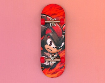 Shadow the Hedgehog Fingerboard Mini Skateboard Keychain
