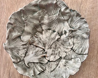 Michael Aram "Ginkgo" Silver Tone Nut Bowl Entwined Ginkgo Leaves 6.25”