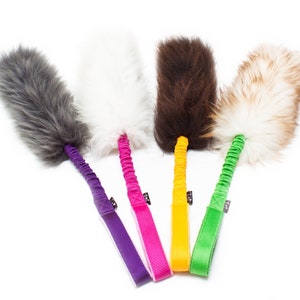 Sirius Sheepskin Bungee Tug Toy Toys for Dogs Dog Training Fur Toy Natural Fur Colorful Toy Bungee Handle Flexible Handle image 1
