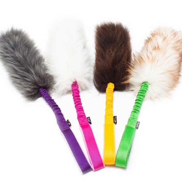 Sirius | Sheepskin | Bungee Tug Toy | Toys for Dogs | Dog Training | Fur Toy | Natural Fur | Colorful Toy | Bungee Handle | Flexible Handle