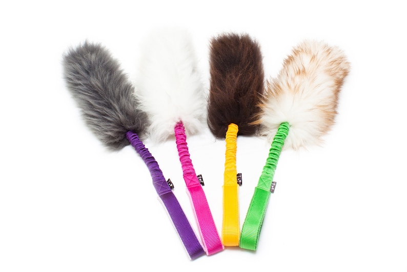 Sirius Sheepskin Bungee Tug Toy Toys for Dogs Dog Training Fur Toy Natural Fur Colorful Toy Bungee Handle Flexible Handle image 1