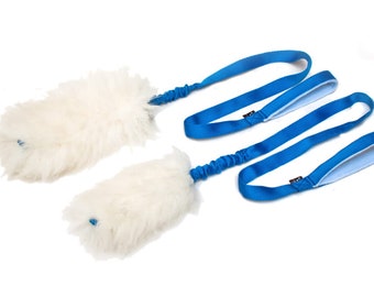 Remorqueur à l'élastique en peau de mouton : jouet de dressage pour chien avec poignée flexible