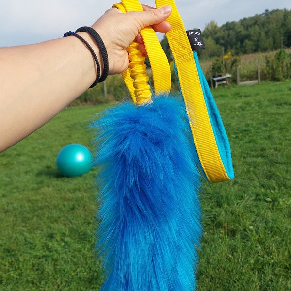 Sirius | Fur | Bungee Tug Toy | Toys for Dogs | Dog Training | Fur Toy | Natural Fur | Colorful Toy | Bungee Handle | Flexible Handle