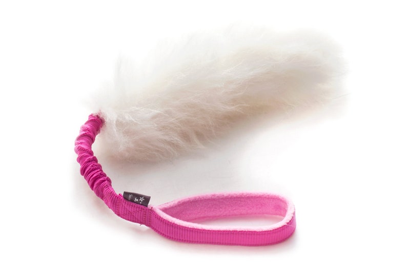 Sirius Sheepskin Bungee Tug Toy Toys for Dogs Dog Training Fur Toy Natural Fur Colorful Toy Bungee Handle Flexible Handle image 9