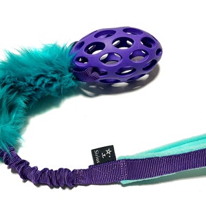 Bungee Dog Tug Toy: Fur, Rubber Ball, Flexible Handle