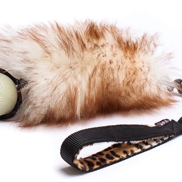 Sirius | Sheepskin | Bungee Tug Toy | Toys for Dogs | Dog Training | Fur Toy | Natural Fur | Colorful Toy | Bungee Handle | Flexible Handle