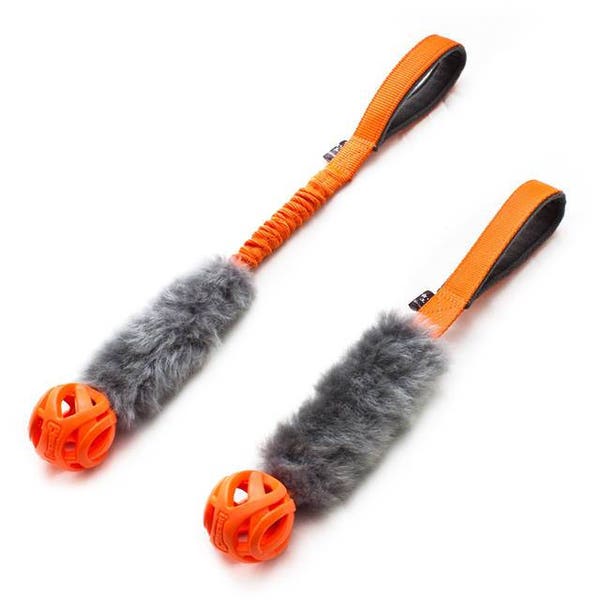 Sirius | Sheepskin | Bungee Tug Toy | Toys for Dogs | Dog Training | Rubber Ball | Short Fur | Colorful Toy | Flexible Handle | Aport Ball