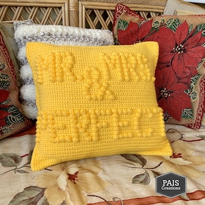 Mr. & Mrs. Perfect >>> Crochet pillow / cushion cover PDF pattern - instant download | 15.5" | Yellow |