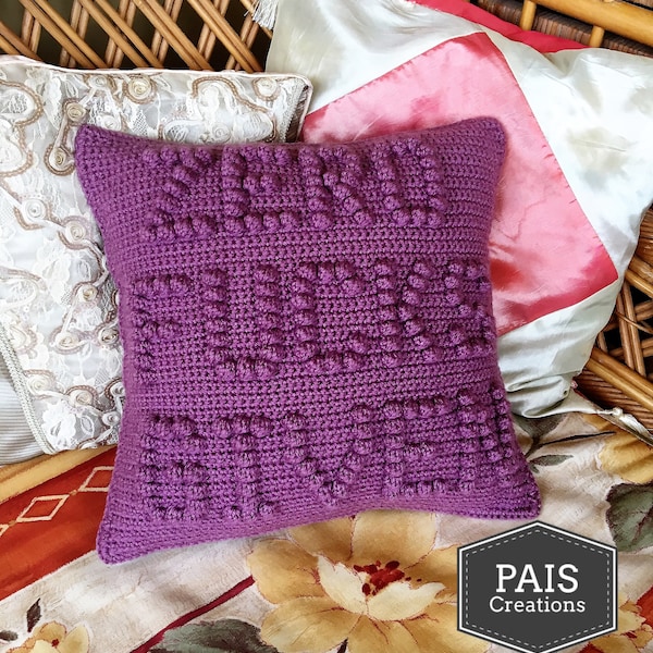 ZERO Fucks GIVEN >>> Crochet pillow / cushion cover PDF pattern - instant download | 15" | Purple |