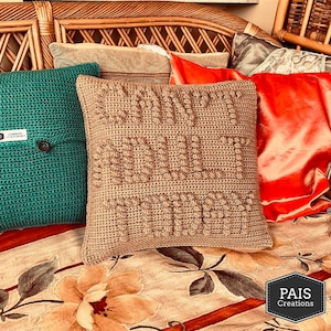 Can't Adult Today >>> Patrón PDF de funda de cojín/almohada de ganchillo - descarga instantánea / 15" / Beige /