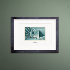 Impression d'art carte postale Milton Keynes, Art déco, années 1920, impression minimaliste, Illustration originale, Kate Cromwell
