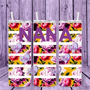 NANA with kids names  Valentines Day Tumbler Sublimation Design,  Gifts for mothers, 20 oz Straight Tumbler