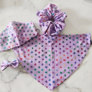 Mom/Dad/Pet/Paws Set Collar Slip-On.Allows Dog Bandanas Reversible Bandana,Mask,Scruchies,Bow