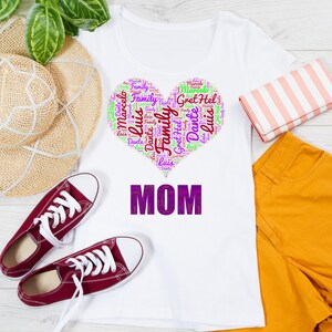 Mama Shirt With family Names, heart Personalized Mom Shirt, Mother&#39;s Day Shirt, Custom Kid&#39;s Names Mom Shirt, Gift For Mom,Personalizing
