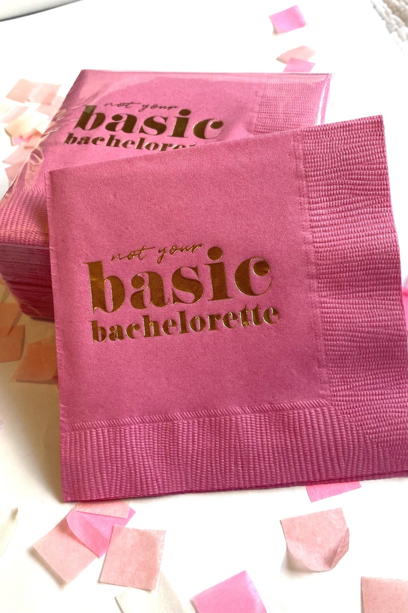 Hot Pink Bachelorette Party Napkins, Barbie Bachelorette, Bachelorette Party Decorations, Bachelorette Decor, Gold Bachelorette Party image 1