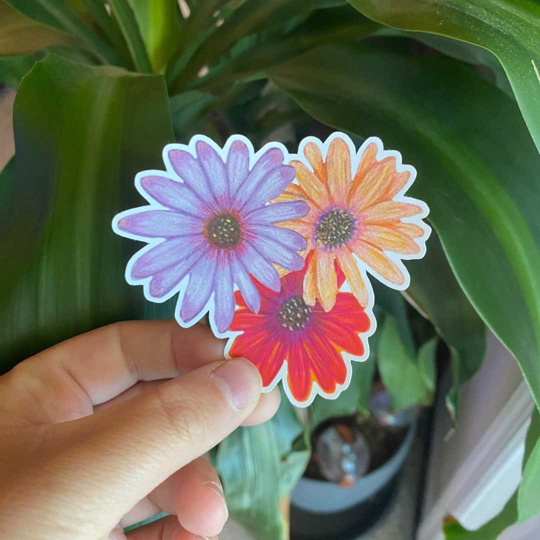 Colorful Flower Sticker - Floral Sticker, Laptop Sticker, Collectible ...