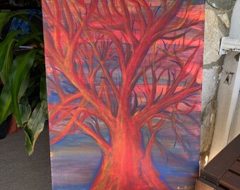 Vibrant Tree Painting - Tree Art, Abstract Art, Acrylic Painting, Original Painting, Abstract Expressionist Painting, Handmade home decor