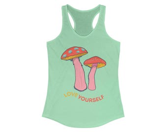 Love Yourself Racerback Tank Top, Cute Graphic Tee, Empowering Shirt, Trendy Summer Wear, Gift for Her, Casual Fitness Top