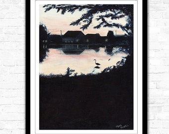 Framed Landscape Print - Landscape Wall Decor, Landscape Wall Art, Framed Landscape Print, Landscape Art, Sunset Landscape, Painting Print