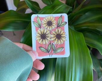Sunflower Sticker - Water-Proof Sticker, Floral Sticker, Laptop Sticker, Collectible sticker, Water Bottle Sticker, Plant Decal, Plant lover