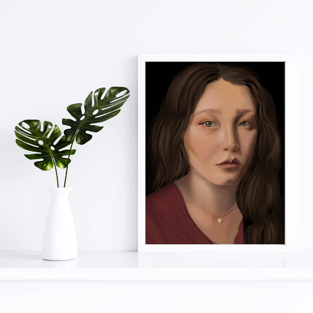 Beautiful Girl Art Print Unframed Print Moody Dark Artwork Portrait Painting Classic Wall Art