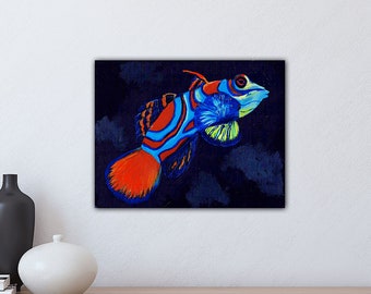 Canvas Print Mandarin Goby Print Fish Print Bathroom Beach Decor Saltwater Fish Fish Acrylic Print Saltwater Fish Home Decor Reef Tank Art