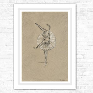 Framed Ballerina Print - Charcoal Drawing Ballerina Wall Decor, Ballerina Wall Art, Framed Ballerina Print, Ballerina Art, Ballet Dancer Art