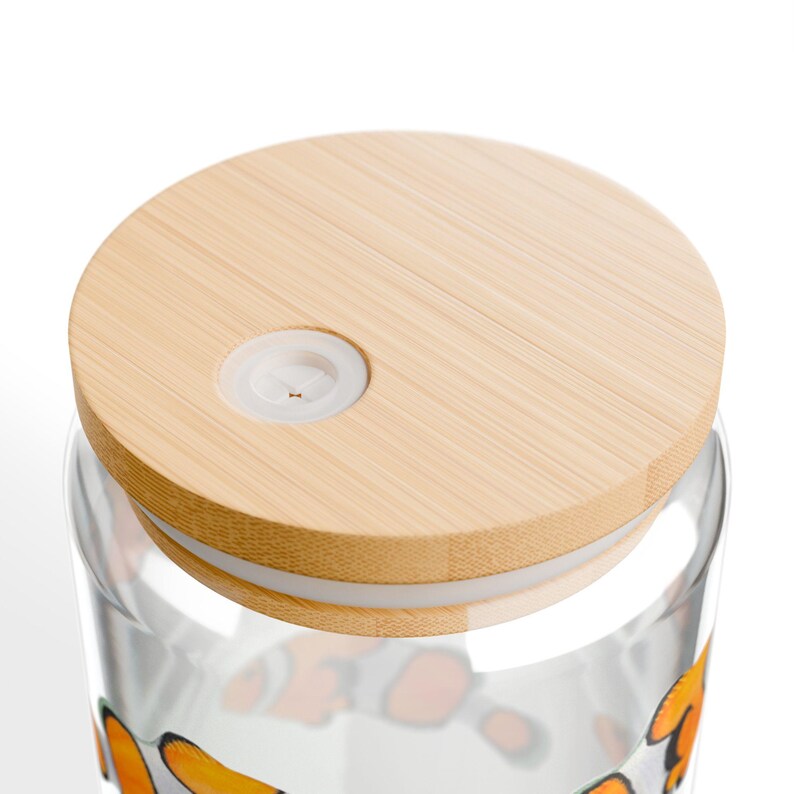 Glass Sipper Mug With Clown Fish Design, Unique 16oz Cup for Ocean ...