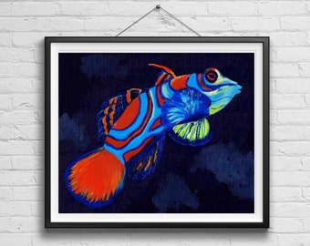Tropical Fish Painting Print - Saltwater Fish Print, Costal Wall Art, Aquarium Art, Room Decor, Gift for Fish Lover, Reef Tank Art, Tropical