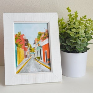 Vibrant Old San Juan Watercolor Painting - 5x7 Puerto Rico Art