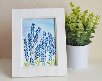Texas Bluebonnet Watercolor Print - Wildflower Wall Art - Texas Floral Decor - Nature Art - Bluebonnet Flowers Illustration - Home Decor