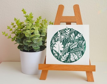 Impression circulaire en relief de plantes, 6 x 6 po.