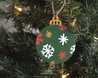 Hand Painted Snowflake Wooden Christmas Ornament