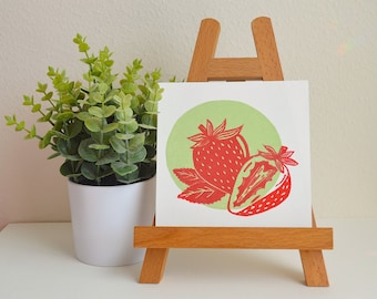 Strawberry Art Print, Fruit Artwork for Kitchen Decor