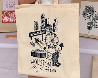 Houston, Texas Tote Bag, Silkscreened - Houston Canvas Tote Bag - Astrodome, Minute Maid, Astros, HTown Tote Bag