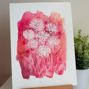 Blumenstrauß Dahlien Blumen Kunstdruck für Wanddekoration Bild 2