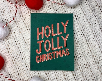 CUSTOMIZABLE Christmas Holiday Card | Pack of 6, with envelopes | Holly Jolly