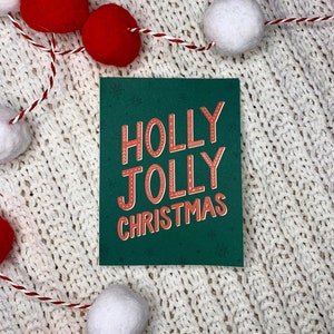 Tarjeta navideña PERSONALIZABLE / Pack de 6, con sobres / Holly Jolly