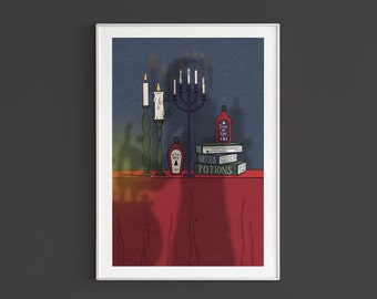 Witch Halloween Art Print, Digital Download