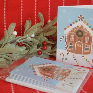 Juego de tarjetas de Navidad personalizadas, paquete de 6 tarjetas navideñas Gingerbread House