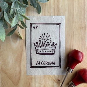 Impresión artística de cartas de lotería - Impresión en relieve de lotería mexicana - Impresión artística de corona - Impresión artística de corona de lotería