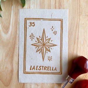 Loteria Karten Kunstdruck - Mexikanische Loteria Reliefdruck - Stern Kunstdruck - Loteria Estrella Kunstdruck