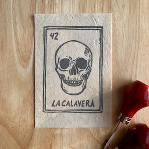 Impresión artística de cartas de lotería - Impresión en relieve de lotería mexicana - Impresión artística de calavera - Impresión artística de calavera de lotería - Día de los muertos
