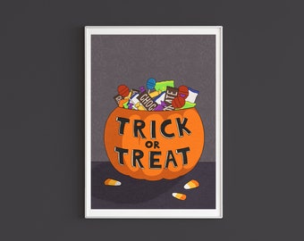 Trick or Treat, Halloween Candy Art Print