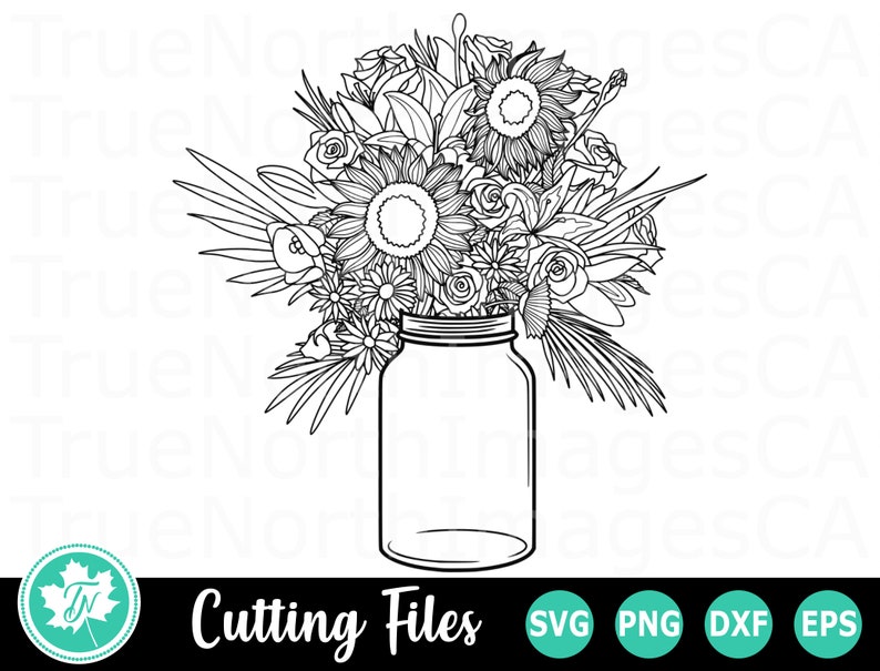 Download Flowers Svg Mason Jar Svg Floral Svg Spring Svg Etsy