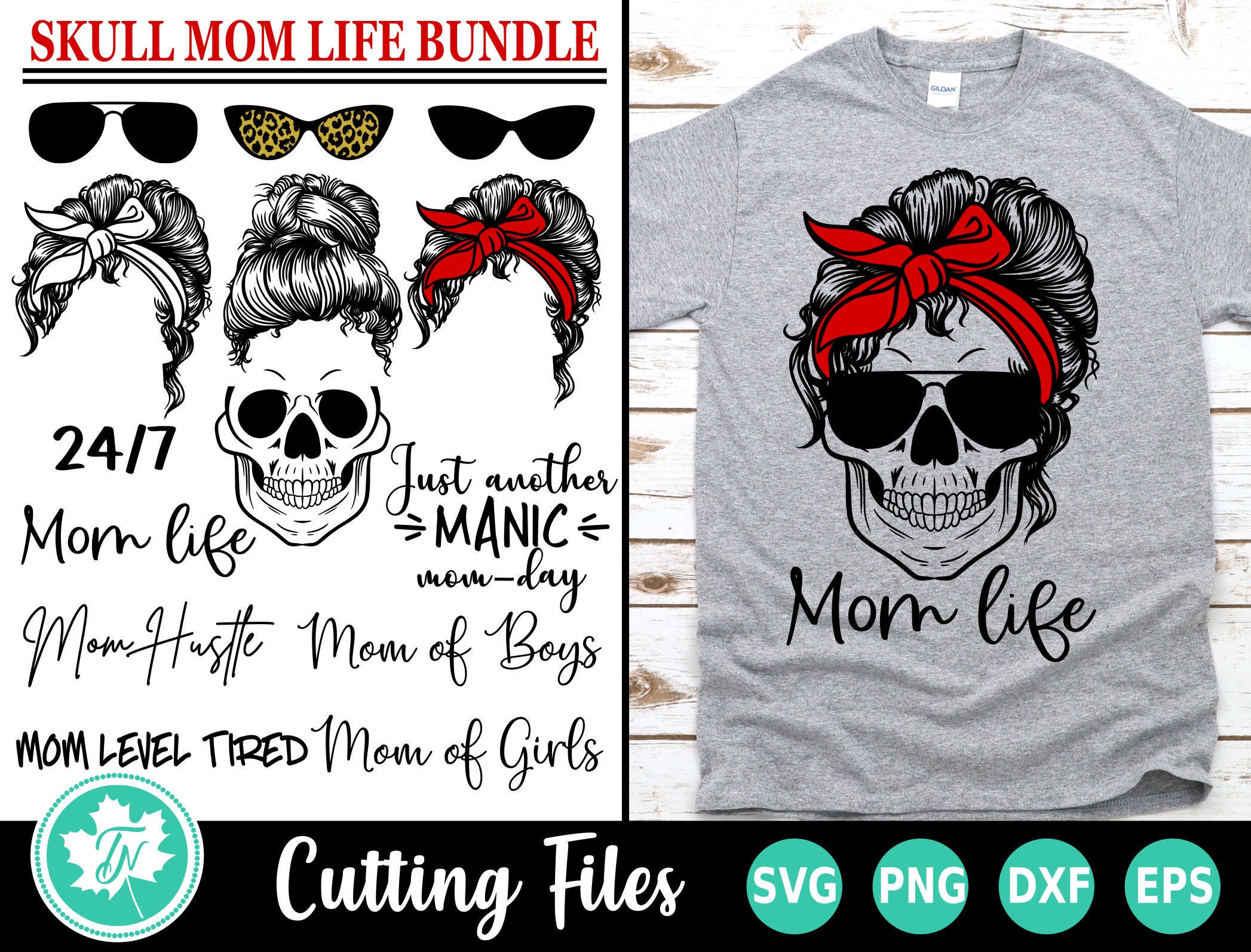 Download Skull SVG / Mom Life SVG / Messy Bun SVG / Svg Files for | Etsy