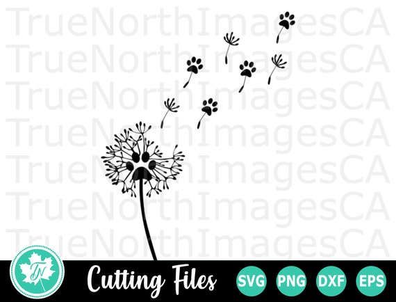 Dandelion Svg Paw Print Svg In Memory Svg Pet Memorial Etsy