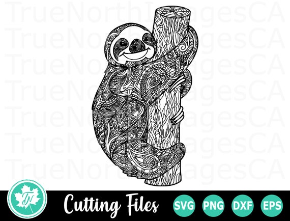 Download Sloth SVG / Zentangle SVG / Mandala SVG / Zentangle Sloth ...